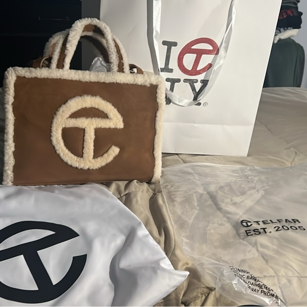 Telfar Tan Shearling Shoulder Bag - Picture 2 of 3